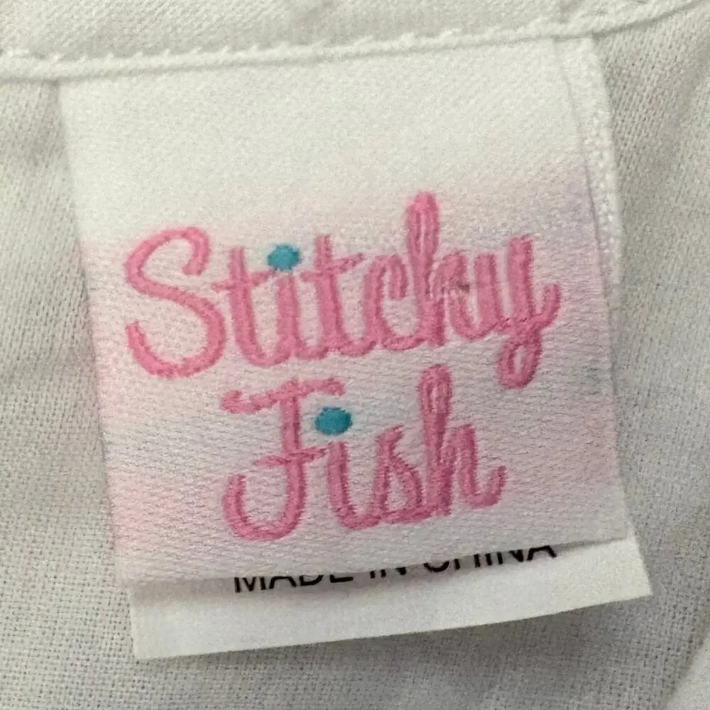 Stitchy Fish Big Sister Dress White Pink Ruffle Bow Girls Multiple Sizes Avail.